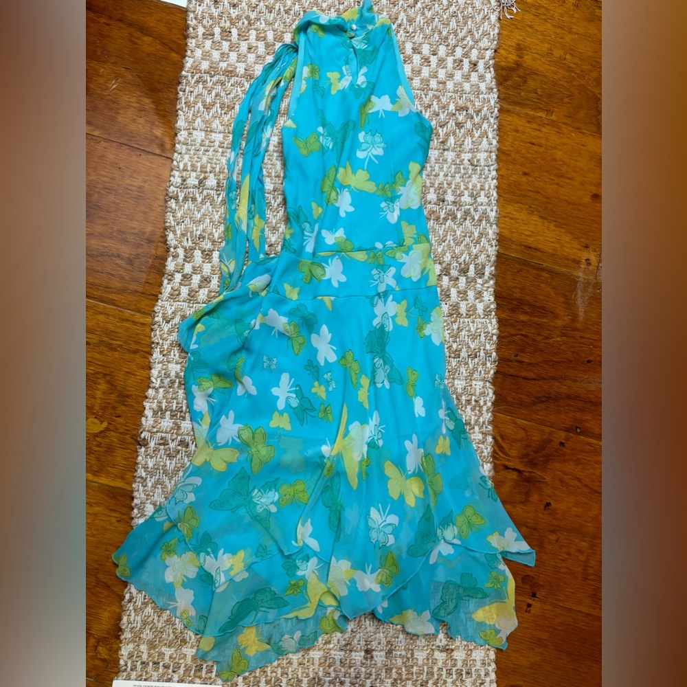 Vintage Butterfly Halter Jagged hem Dress Size 6